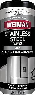 Weiman Stainless Steel Cleaner & Polisher, 30 Ct Wipes, Kitchen Appliance