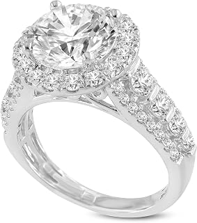 Elara 14K Gold Round Cut Lab Grown Diamond Halo Engagement Ring - 4.45 Ct