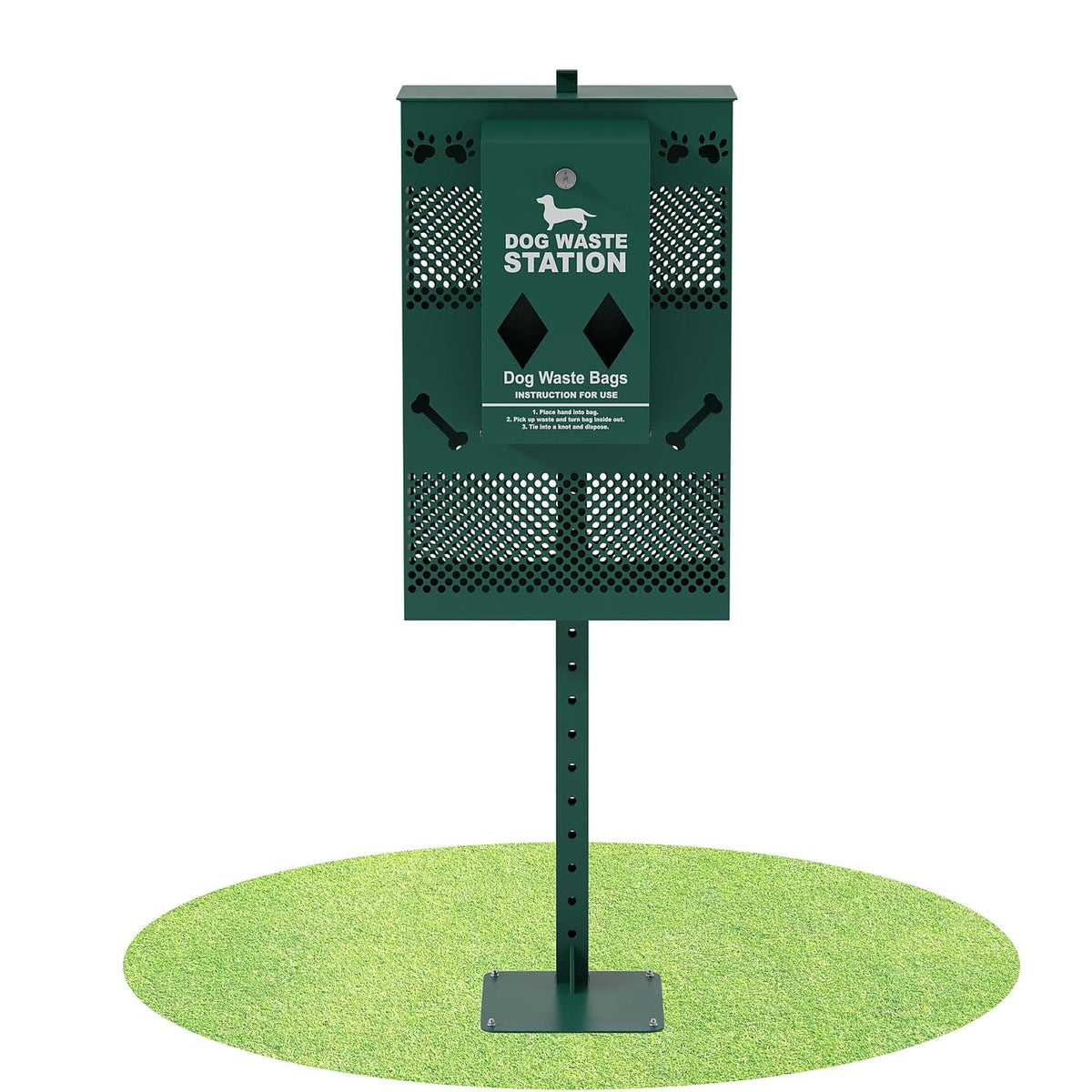 Locking Trash Can by Flash Furniture – Set of 1, 10.0 gallons, Steel, Green, Model YAN-G5S065425-GG
