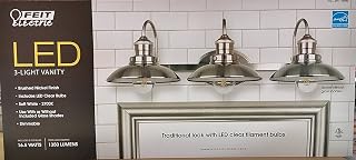 Feit Electric LED 3-Light Vanity, 1350 Lumens, Soft White - 2700K, Dimmable, Brushed Nickel Finish