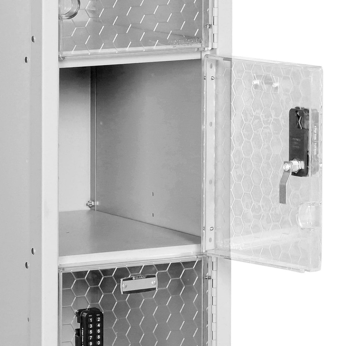 Global Industrial 16 Person Clear View Locker – Digital Lock, 72" W x 18" D x 78" H, Gray, Assembled