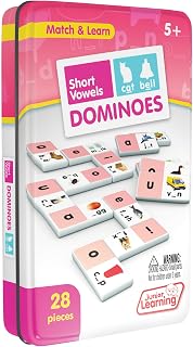 Junior Learning Short Vowel Dominoes - 28 Piece Educational Phonics Games