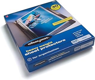 Wilson Jones Top-Loading Sheet Protectors, Heavyweight, Diamond Clear, Box Of 100