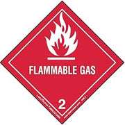 Labelmaster HML7 Flammable Gas Worded Label, Paper, Hazmat, 4" x 4" (Pack of 500)