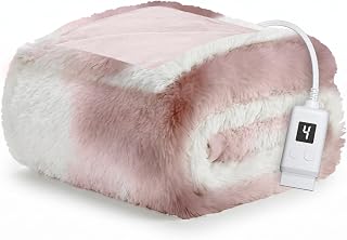 Sunbeam Heated Throw Blanket Fluffy Shag Faux Fur 4 Heat Pink 50x60
