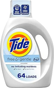 Free & Gentle Liquid Laundry Detergent, 64 Loads, 84 fl oz, Tide Laundry Detergent, Clean Laundry Detergent