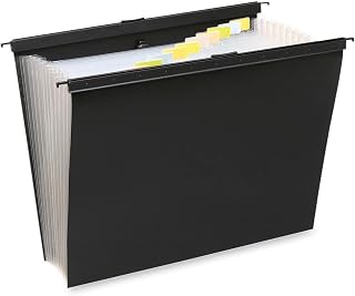 Wilson Jones 68205 Slide-Bar Expanding Pocket File, 13 Pockets, Poly, Letter, Black