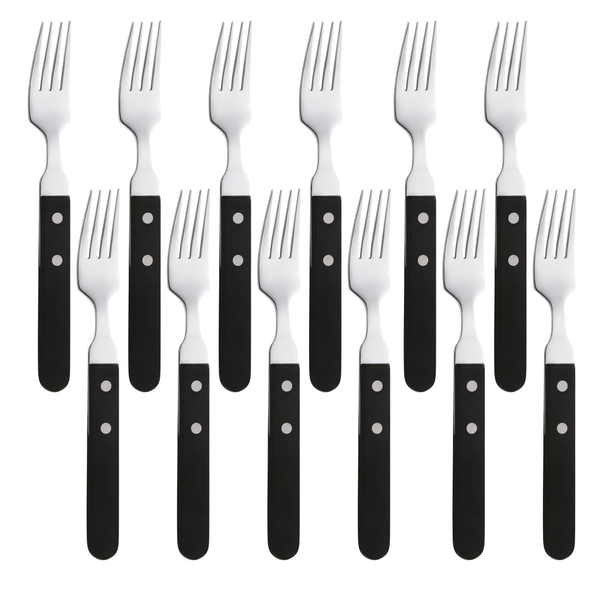Black Pizza Steak - 12 steak forks by Amefa – Fchette steak x12, Stainless Steel, Black, Model 700000B000340