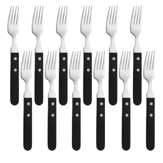 Black Pizza Steak - 12 steak forks by Amefa – Fchette steak x12, Stainless Steel, Black, Model 700000B000340