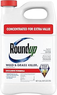Roundup Weed & Grass Killer4 Concentrate, 1 gal. | Weed Killer Concentrate, Use In and Around Flower Beds, Walkways, Driveways and Along Fences, Visible Results in Hours