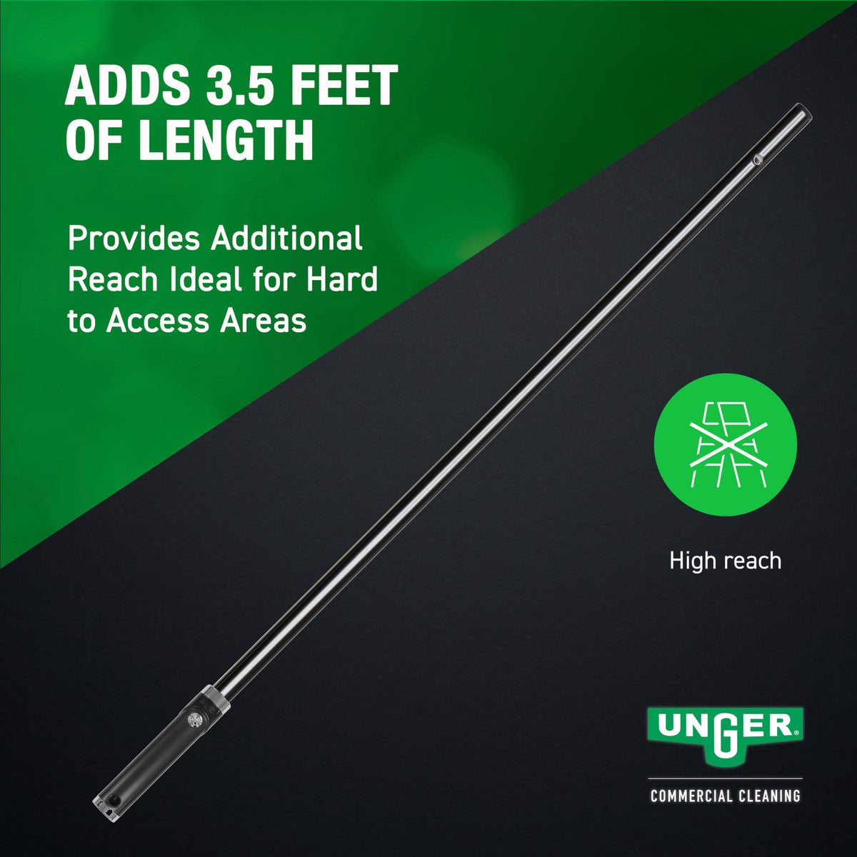 Commercial Stingray® 4' Extension Pole by UNGER – 4', Aluminum, Black, Model SREPL
