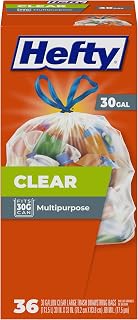 Hefty Clear Large Trash Bags, Scent Free - 30 Gallon, 36 Count