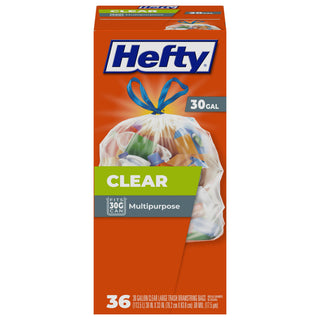 Clear Large Trash Bags by Hefty – 36 Count (Pack of 1), 30.0 gallons, Plastic, Clear, Model E85743
