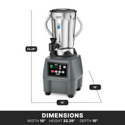 Waring Electronic Touchpad w/3 Minute Timer / Stainless Steel Jar CB15TSF / 1 Gallon Countertop Blenders