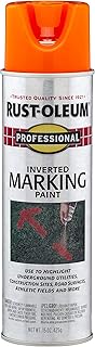 Rust-Oleum 2554 Professional Inverted Marking Spray Paint, Fluorescent Orange, 15-Ounce | Parking Lot Striping, Athletic Field Marking, High Visibility Lines, Upside Down Spray System, Durable Coverage, 15 oz