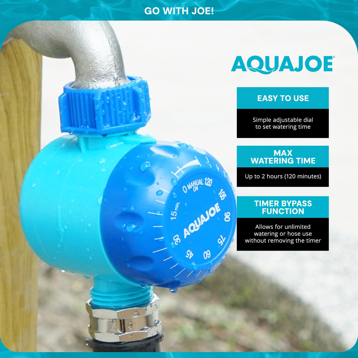 Mechanical Hose Timer by Aqua Joe – Plastic, Blue, Pack of 2, Model AJ-WTX2
