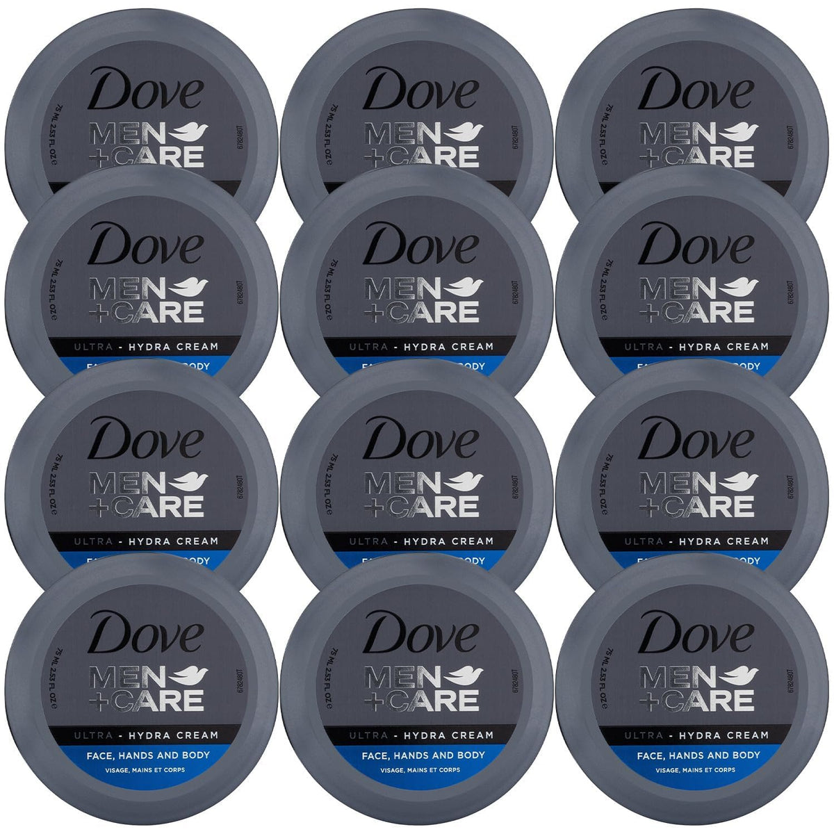 Men+Care 3-in-1 Ultra Hydra Cream for Dry Skin by Dove – 2.53 Fl Oz (Pack of 12), Pack of 12