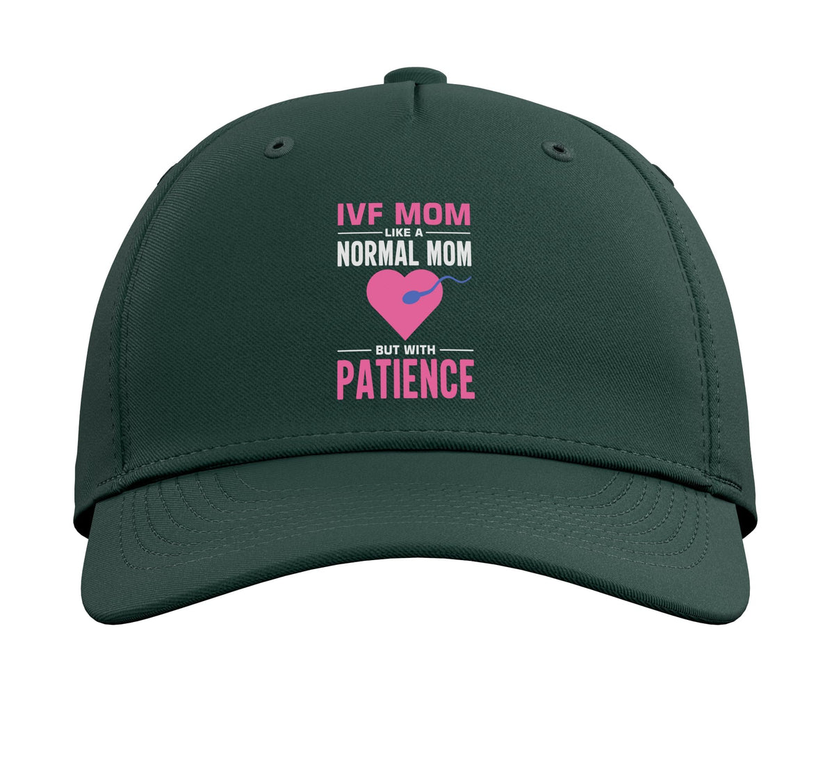 Retrieval Day Transfer Day Vitro Fertilisation IVF Mom Adjustable Printed Baseball Hat by IVF Transfer Infertility Designs – Cotton, Dark Green