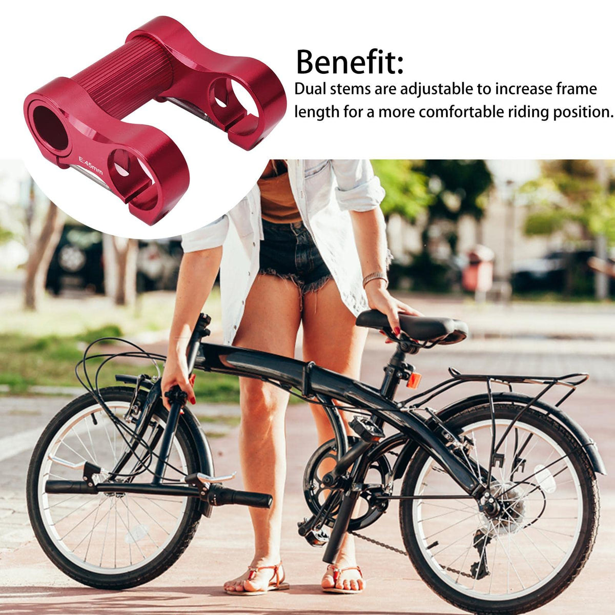 Bicycle Handlebar Stem by Zceplem – 1, Vástago Doble de 25,4*45 Mm (Rojo), Model VUDG82I49T5I7CCAHRRM