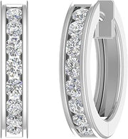 1/2 to 1 Carat Channel Diamond Hoop Earrings in 10K Gold