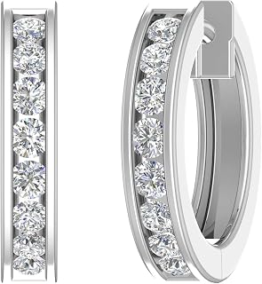 1/2 to 1 Carat Channel Diamond Hoop Earrings in 10K Gold