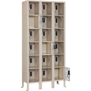 Global Industrial 6-Tier 18 Door Clear View Locker – Digital Lock, 36" Wx15 Dx78 H, Tan, Unassembled