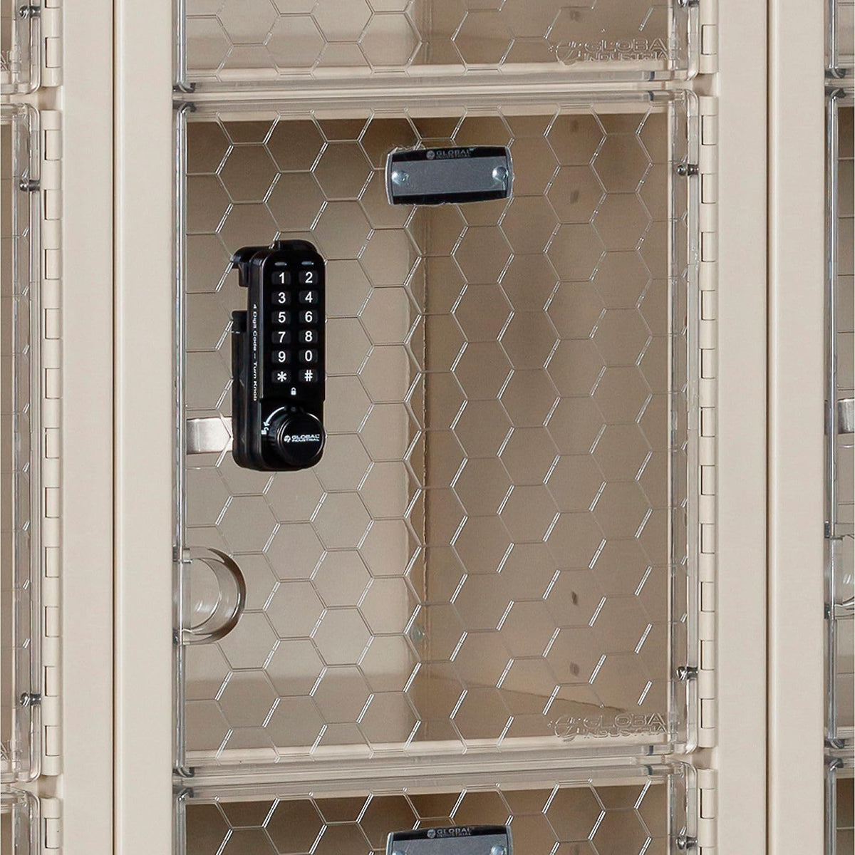 Global Industrial 6-Tier 18 Door Clear View Locker – Digital Lock, 36" Wx15 Dx78 H, Tan, Unassembled
