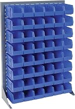 Global Industrial Louvered Bin Rack With (48) Blue Stacking Bins, 35" W x 15" D x 50" H