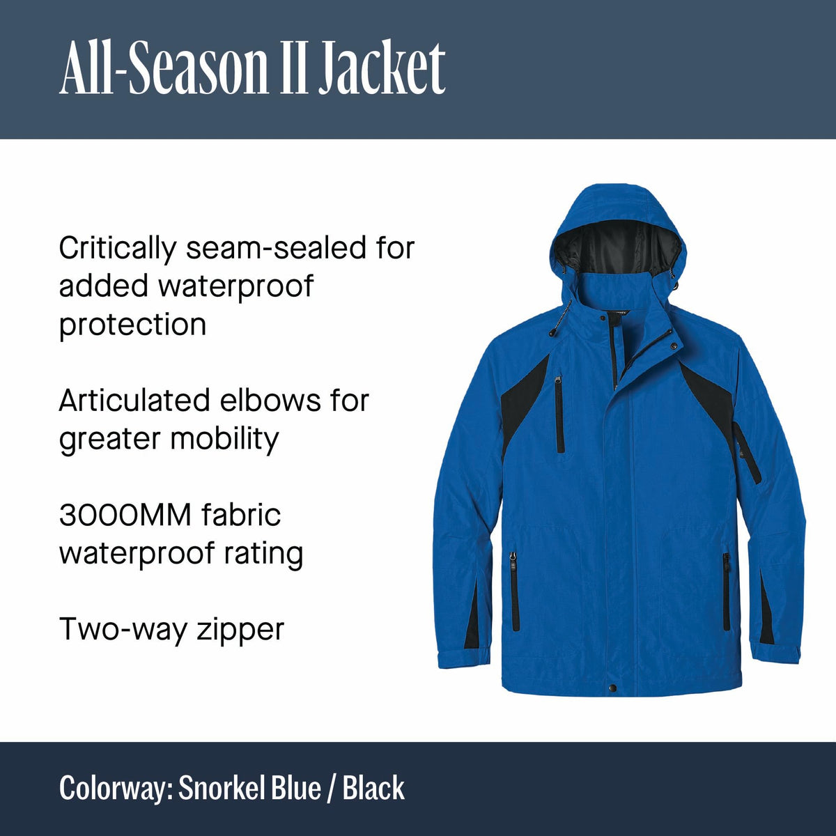 All-Season II Jacket by Port Authority – Large, Nylon, True Navy/ Iron Grey, Model 578734