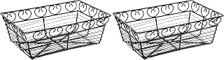 Winco Rectangular Wire Fruit Basket, 9-Inch x 5-7/8-Inch x 3-Inch, Black, Medium (Pack of 2)