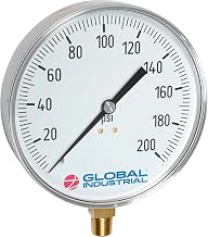 Global Industrial 4-1/2" Contractor Gauge, 60 PSI, 1/4" NPT LM, Stainless Steel