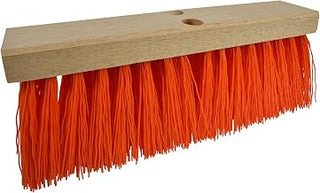 Janico 4016 Bristles Street Broom Head, 16 Inch, Orange Poly Bristles, Brown
