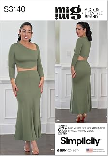 Simplicity S3140 Women's Asymmetrical Knit Top & Mermaid Skirt Sewing Pattern by Mimi G Style, Sizes 18-26