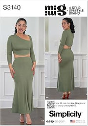 Simplicity S3140 Women's Asymmetrical Knit Top & Mermaid Skirt Sewing Pattern by Mimi G Style, Sizes 8-16
