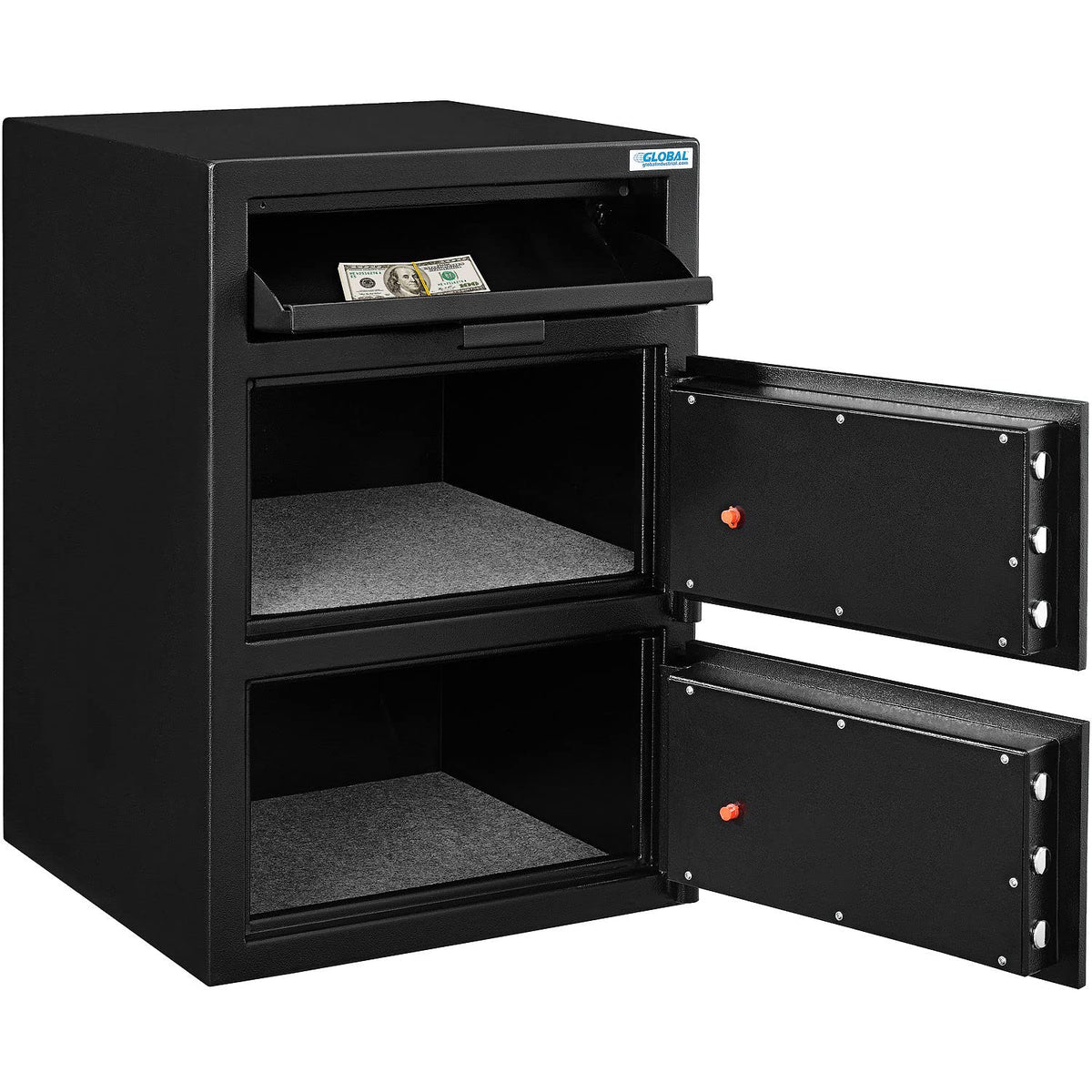 B-Rate Front Loading Depository Safe with Electronic by Global Industrial – 20"L x 20"W x 30"H, 3.6 cubic_feet, Alloy Steel, Black, Model DS302020EE