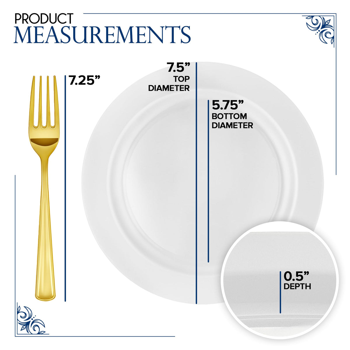 200 Pcs White Plastic Dessert Plates for Weddings and Gold Plastic Forks by Stock Your Home – 8 Pack Pack of 25, Plastic, White, Pack of 200, Model SYH-3620-QV-8CT