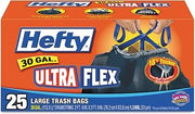 Hefty E80627 30 Gallon Large Ultra Flex Drawstring Multipurpose Bags 25 Count