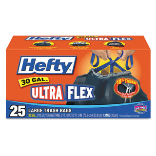 30 Gallon Large Ultra Flex Drawstring Multipurpose Bags 25 Count by Hefty – 1 Count (Pack of 25), 30.0 gallons, Plastic, Black, Pack of 25