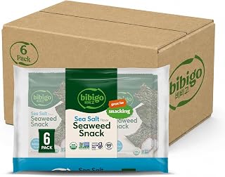 bibigo Sea Salt Flavored Seaweed Snacks, 36 Individual Packets, 0.16 Ounce (Pack of 36)