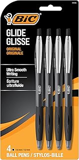 BIC Glide Black Retractable Ballpoint Pens, 1.0mm Medium Point, 4-Count