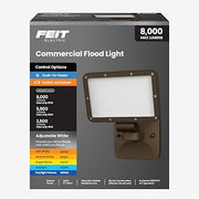 Feit Electric Adjustable White LED Wall Flood Light, Up to 8000 Lumens, Lumen Select, 5CCT Selectable, Adjustable Head, Dusk to Dawn Sensor, Commercial Outdoor Security Light, S6FL/5CCT/LSDD/BZ