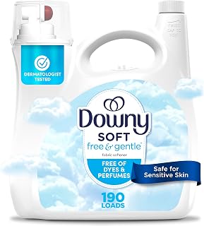 Downy Free & Gentle Liquid Fabric Softener, 140 fl oz, 190 Loads, Hypoallergenic, Sensitive Skin Friendly Fabric Conditioner Liquid
