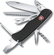 Victorinox Outrider Swiss Army Knife 14 Functions Multitool, Black | Large pocket knife with locking blade, wood saw, and scissors. Durable polyamide scales with Phillips screwdriver