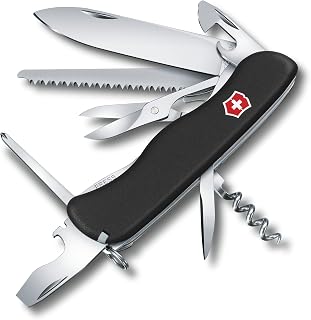 Victorinox Outrider Swiss Army Knife 14 Functions Multitool, Black | Large pocket knife with locking blade, wood saw, and scissors. Durable polyamide scales with Phillips screwdriver