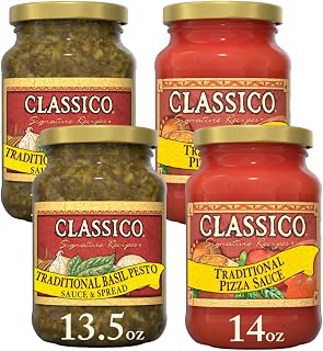 CLASSICO Saucy Duo: Traditional Basil Pesto, Traditional Pizza Sauce, 55 Oz Total (Variety Pack)