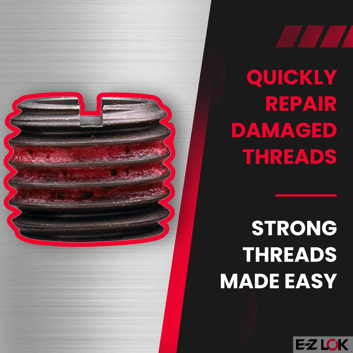 E-Z LOK Pack of 5 / 5 / 1/4-20 Internal Threads, 7/16-14 External Threads, 1.000 Length Thread Locking Inserts