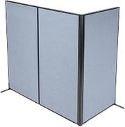 Global Industrial 36-1/4"W x 72" H Freestanding 3-Panel Corner Room Divider, Blue