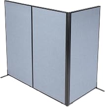 Global Industrial 36-1/4"W x 72" H Freestanding 3-Panel Corner Room Divider, Blue