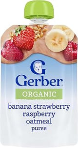 Gerber Organic Banana, Red Berries, Granola Pouches, 3.5 Oz, 12 Pack