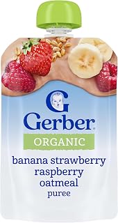 Gerber Organic Banana, Red Berries, Granola Pouches, 3.5 Oz, 12 Pack